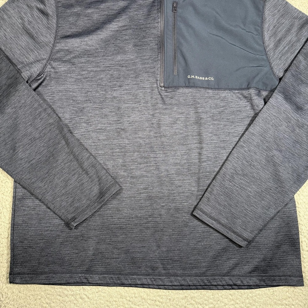 G.H. Bass & Co Pullover Mens XL Blue Fleece 1/4 Zip Chest Pocket Sweatshirt - Picture 5 of 14